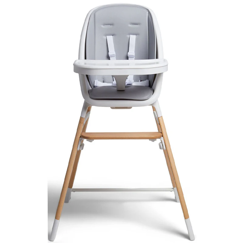 2-in-1 High Quality Baby Wooden High Chair with 5-point Safety Belt For Baby Feeding