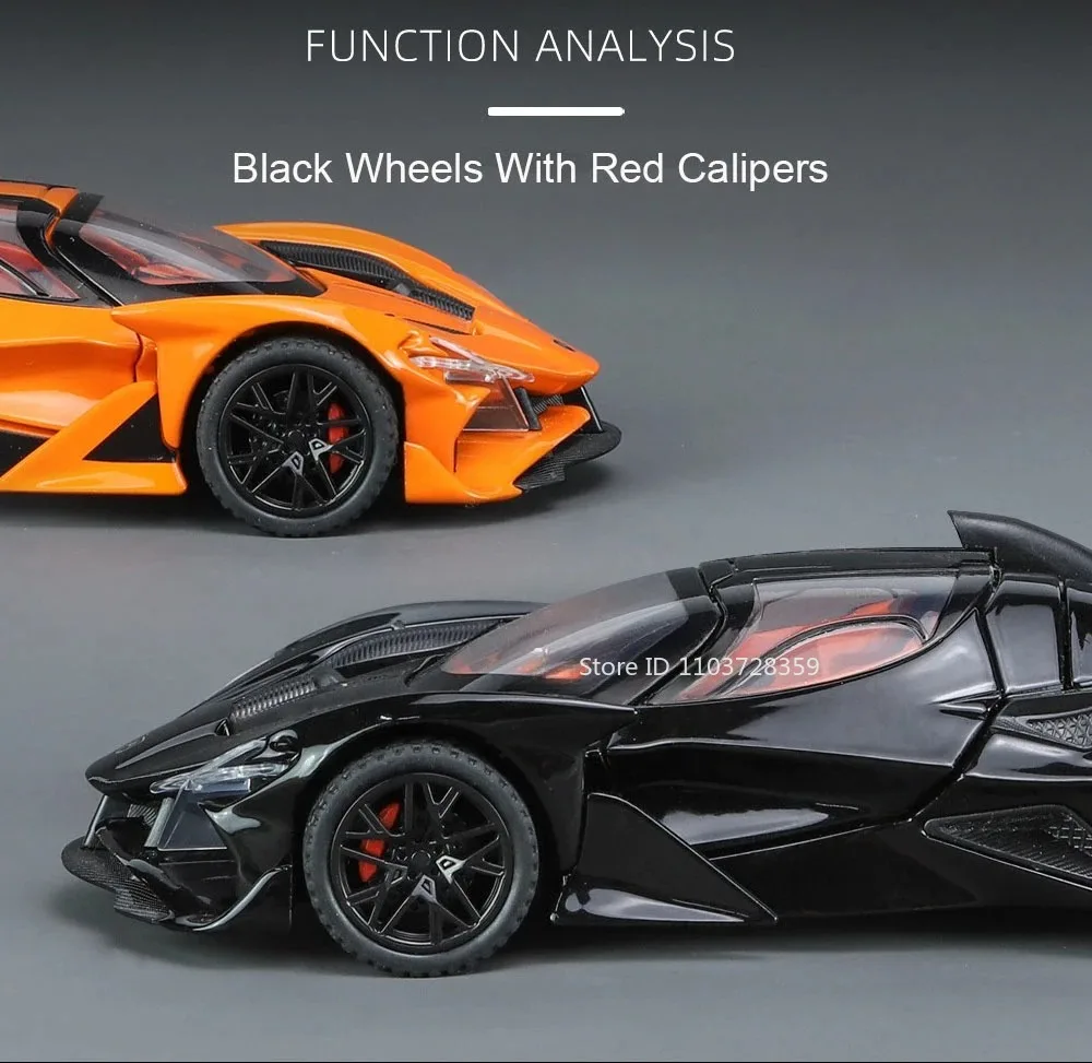 Apollo EVO-modelo de coche deportivo en miniatura, juguetes de aleación, adorno fundido a presión, supercares, puertas con luz de sonido, espalda abierta, regalo para niños, 1:32