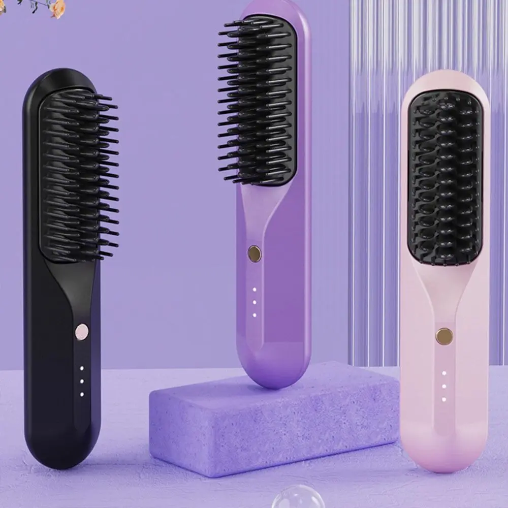 Rechargeable Hair Straightener Anti-scalding Wireless Electric Hot Comb Lightweight Dual Purpose Hair Straight Brush Girl