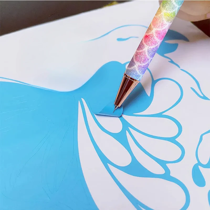 Glitter Air Release Weeding Tool Pin Pen Vinyl Installation, Anti-Slip Weeding Pen for Vinyl, Retractable Vinyl Weeding Pen
