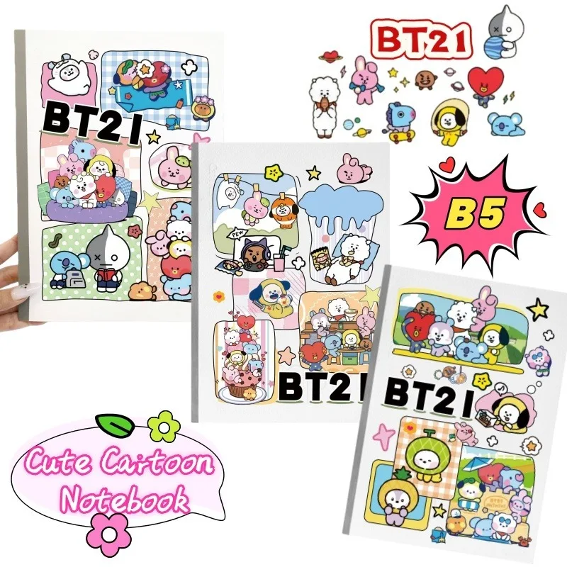 

New BT21 koya RJ Shooky Mang Chimmy Tata Cooky High Color Value Cartoon Cute Notebook Creative Simple DIY Notepad Birthday Gift