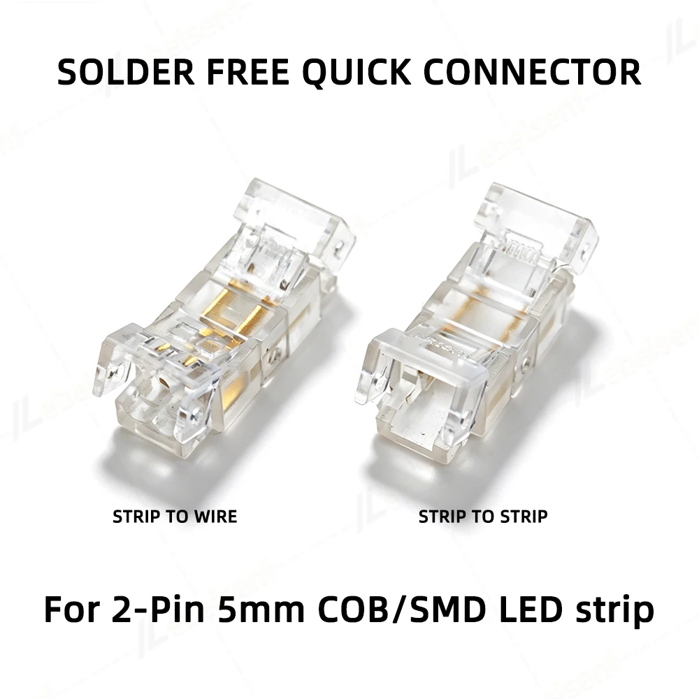 1/5/10/50/100PCS 2Pin LED Tape Connector 5mm Narrow Transparent Solderless Joint Adapter for FCOB SMD 2835 2216 LED Strip Light