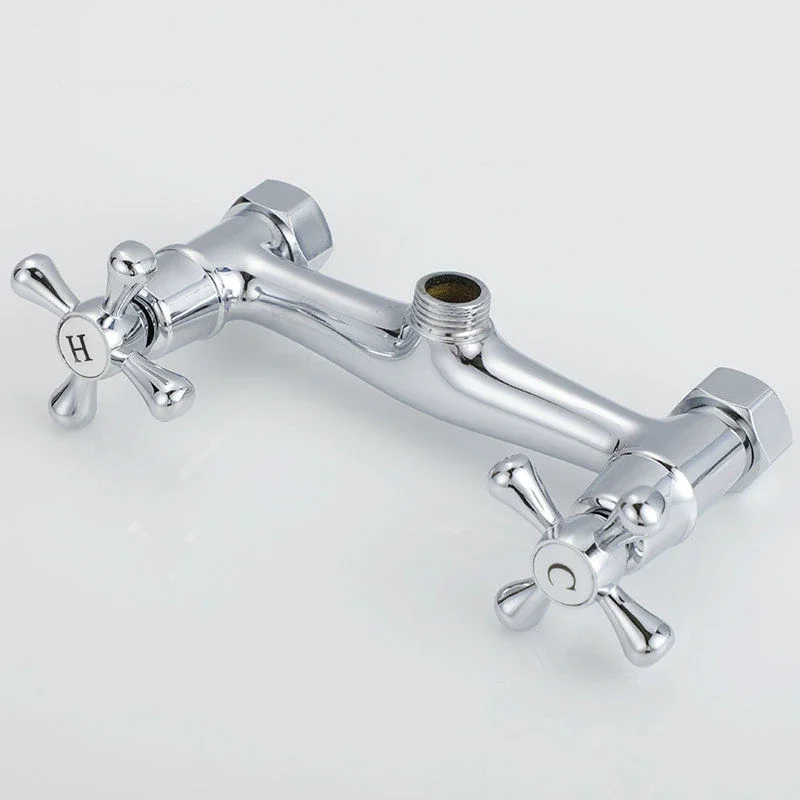 Brass Bathroom Hot and Cold Water Mixing Valve Shower Faucet Double Control Double Handle Into The Wall Flower Sprinkler Faucet