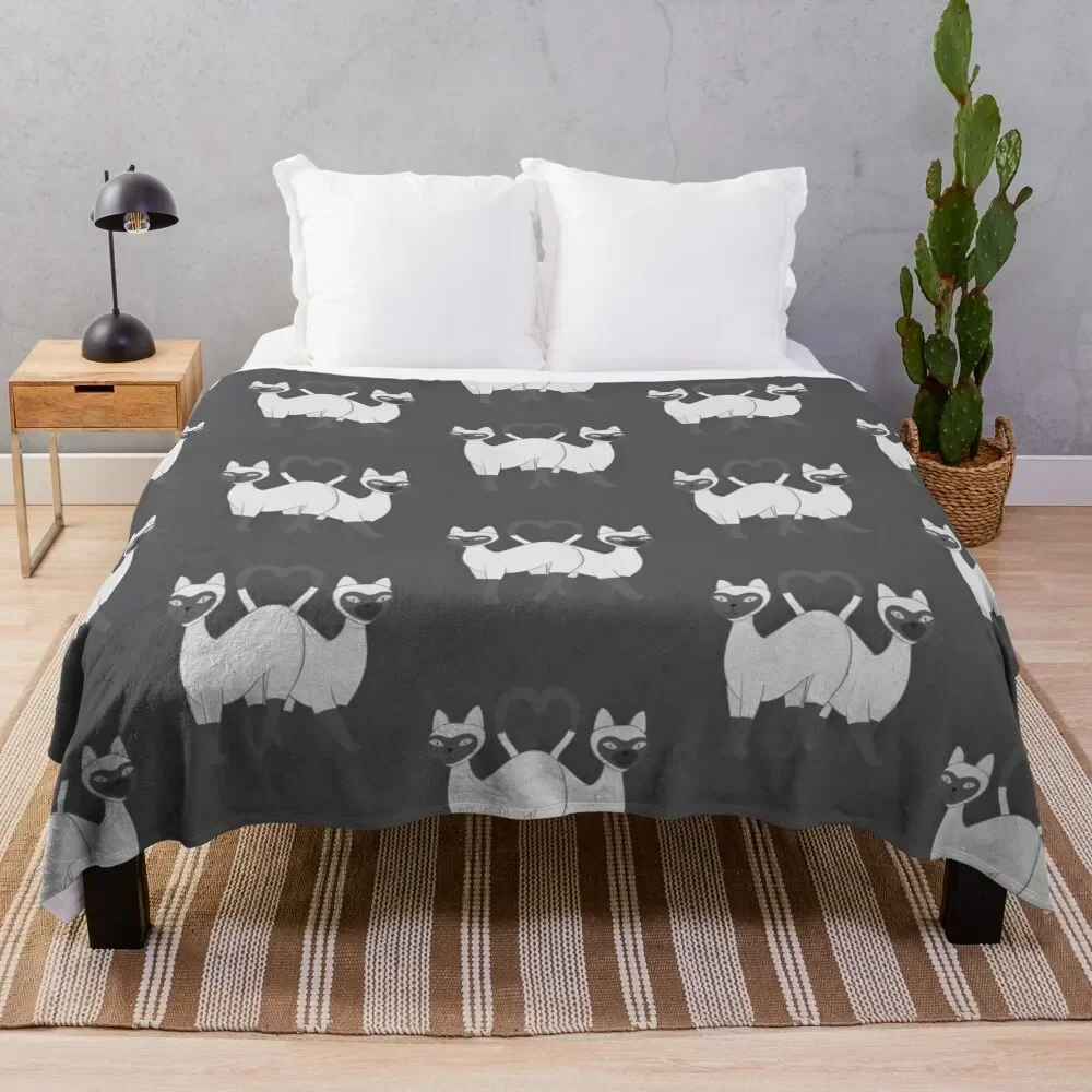 Siamese Love Cats Throw Blanket funny gift For Sofa Thin Decorative Sofa Decoratives Blankets