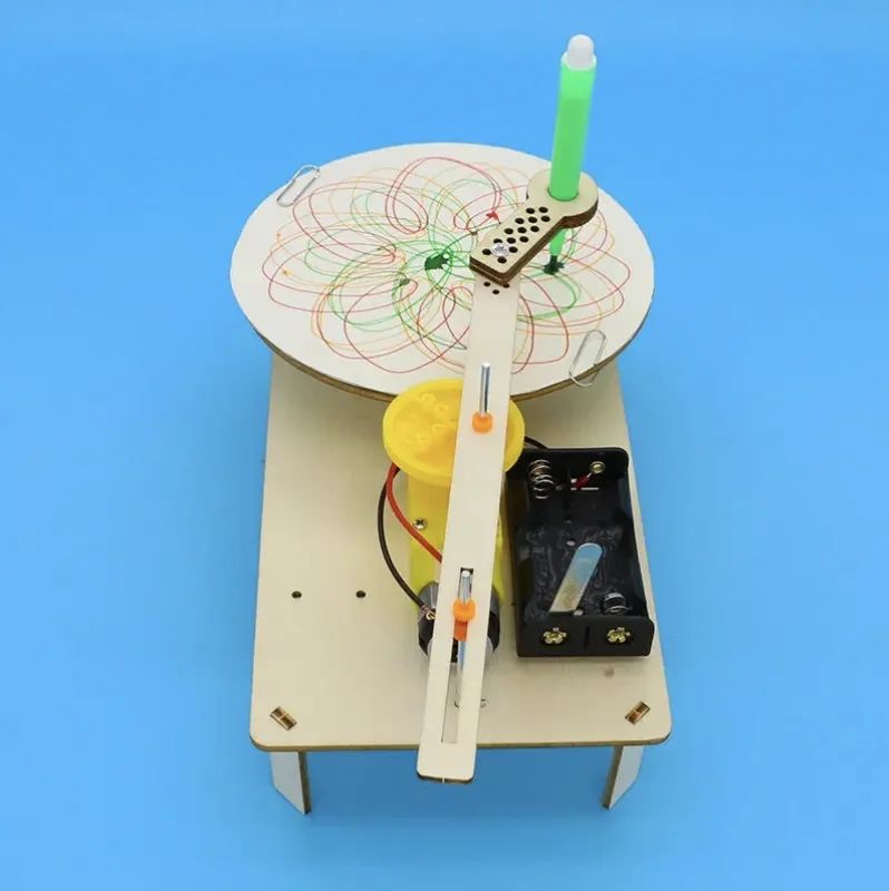 DIY kinderpuzzel montage houten elektrische plotterkit model automatische tekening robot wetenschappelijke natuurkunde experiment speelgoed