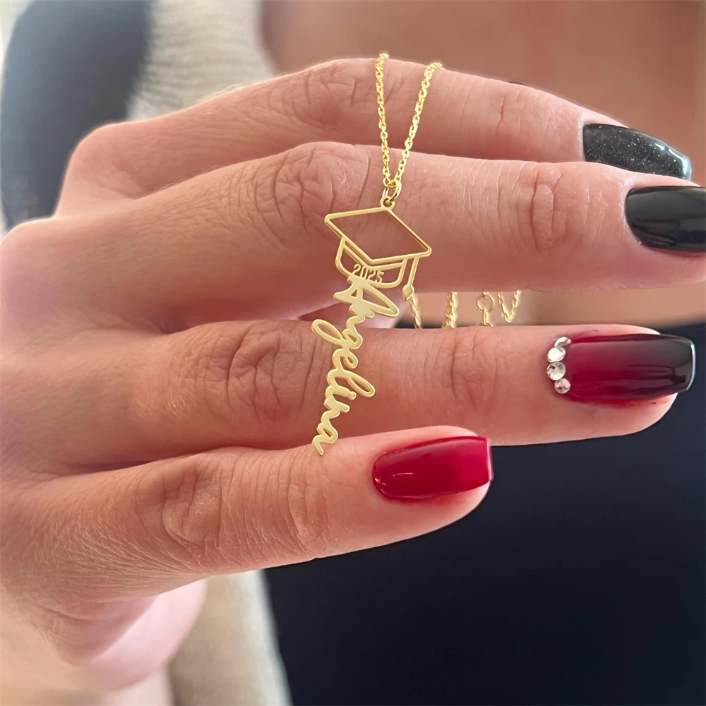 مخصص قبعة البكالوريوس اسم قلادة 2026 الفولاذ المقاوم للصدأ شخصية مجوهرات التخرج هدية مخصصة #5