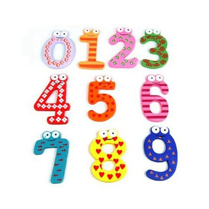 20X Funky Fun Colorful Magnetic Numbers Wooden Fridge Magnets Kids Educational Toys