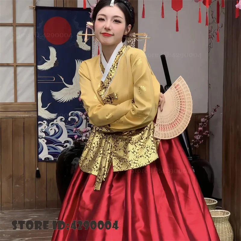 Traditional Ethnic Costume Women's Hanbok Dress Palace Style Hot Silver and Gold Plated Yanji Travel Wedding Photography Dress
