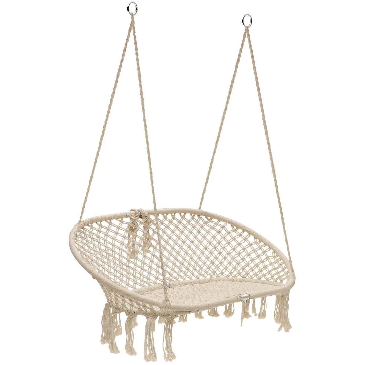 Hammock Chair Macrame Hanging Swing Bench, Perfect for Indoor, Outdoor, Girl Bedroom, Knitted Floating Double Swinging Bench