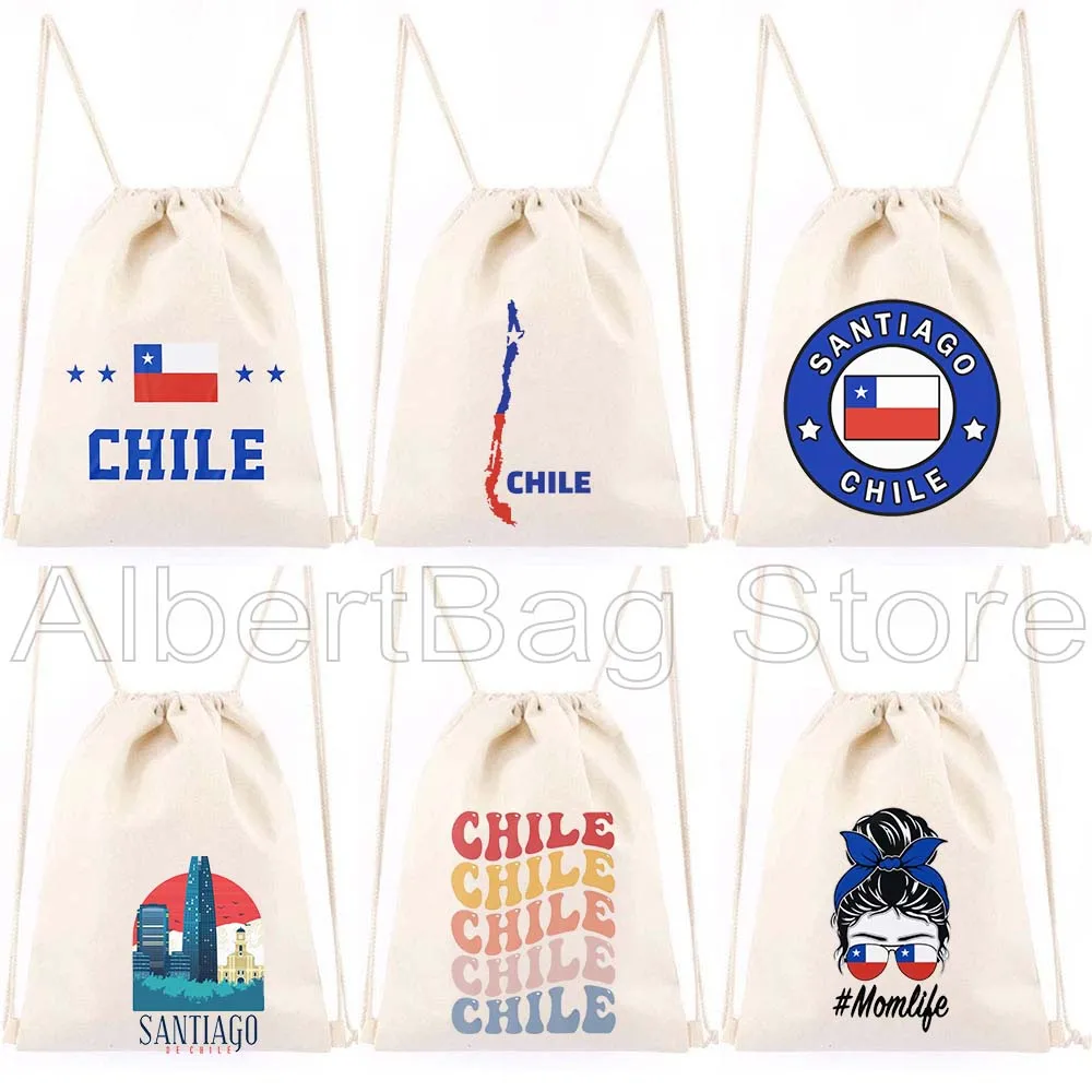 

Chile Flag Map Chilene Patriotic Cute Gift Santiago Chili Chilean Canvas Drawstring Bags Soccer Backpack Gym Sackpack String Bag