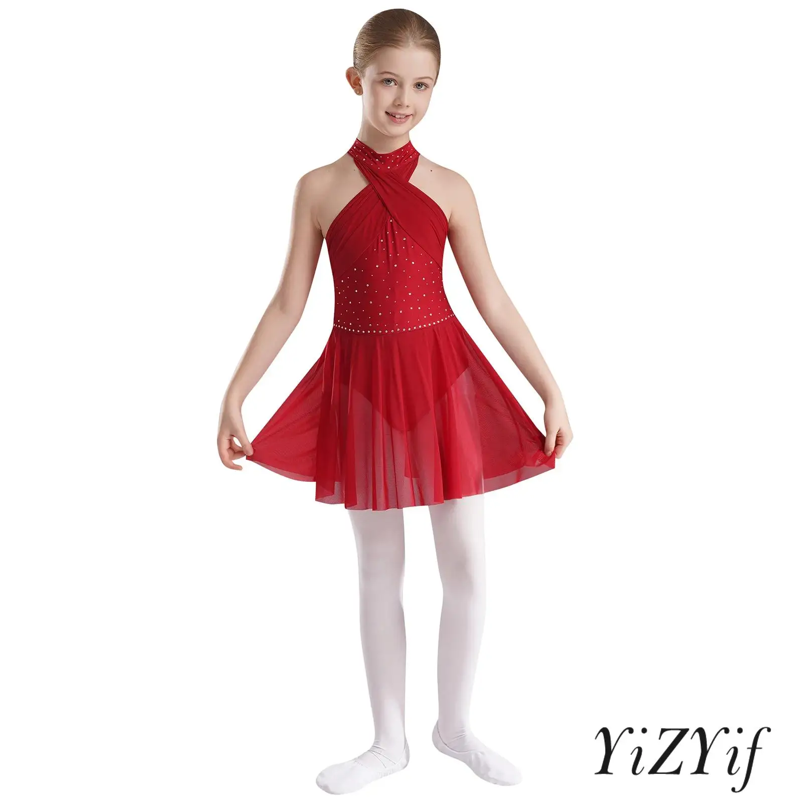 

Lyrical Ballet Tutu Dress Ballroom Figure Ice Skating Competition Costume Kids Girl Gymnastics Tumbling Leotard Ballet Dancewear