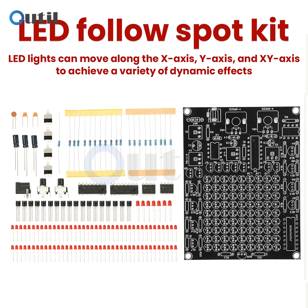 Kit electrónico DIY, Kits de luces de seguimiento LED, eje X/Y, flujo de velocidad ajustable, luz de agua, LED intermitente, punto de seguimiento, soldadura divertida