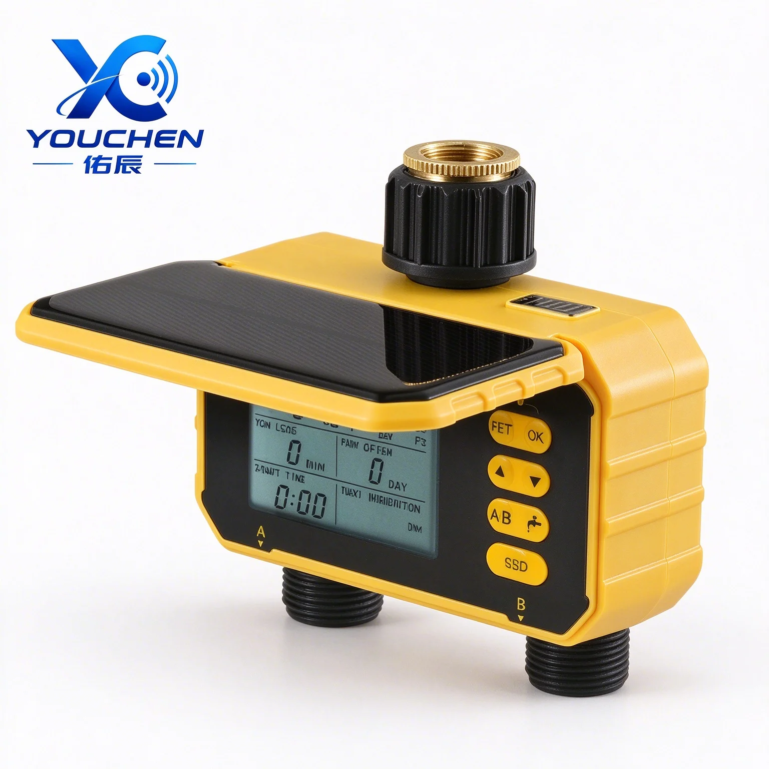 Solar Powered Dual Outlet Water Timer Programmable LCD Display Automatic Irrigation Controller Garden Drip Sprinkler Watering Sy