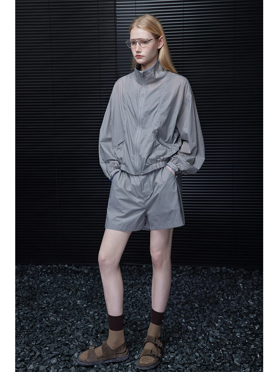 

Gray Sun Protection Casual Straight Leg Shorts Women's Lightweight Loose Lazy Style Unique Street Fashion Summer 2025