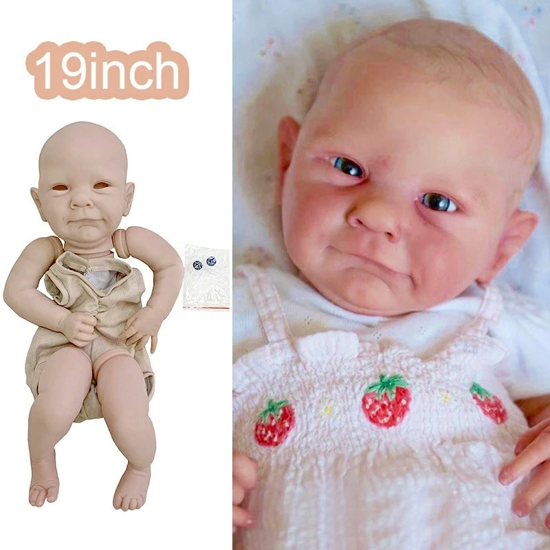 NEW 19 Inches Reborn Kit Soft Vinyl Dolls Ava Unpainted Unfinished Doll Parts DIY Blank Reborn Doll Kit with COA