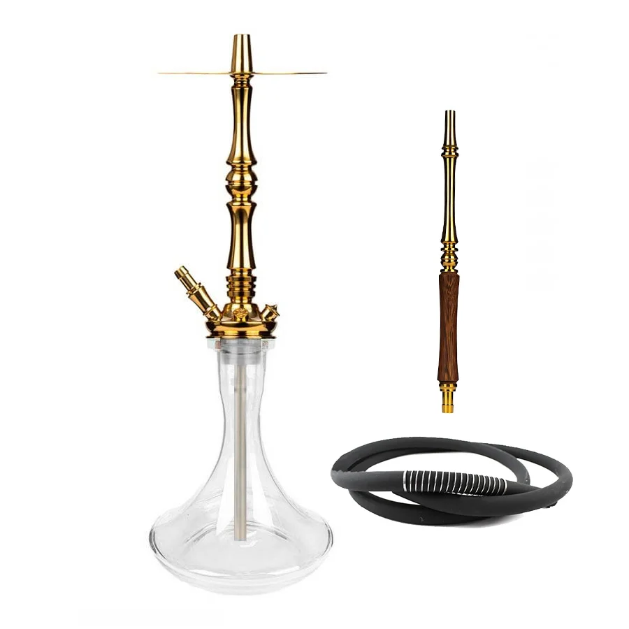 Moze Tradi L Hookah Stem with Handle Hookah Shisha Set 304 Stainless Steel Single Tube with Glass Bottle