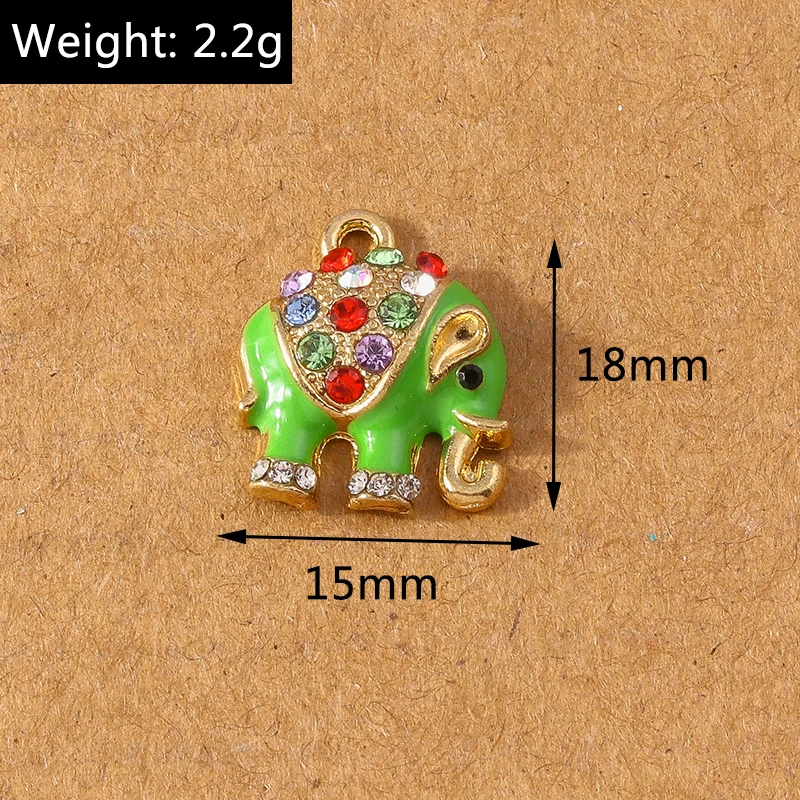 10 Stück süße Emaille Tier Kristall Elefant Charms Anhänger für Ohrringe Halskette DIY Armband Schmuck machen Zubehör liefert – Detail 1