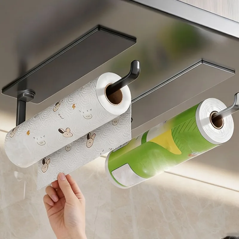 1 PCS Modern Kitchen Tissue and Towel Rack, Made Sturdy Metal, No Need for Drilling Installation, Saves Space, Suitable for Home