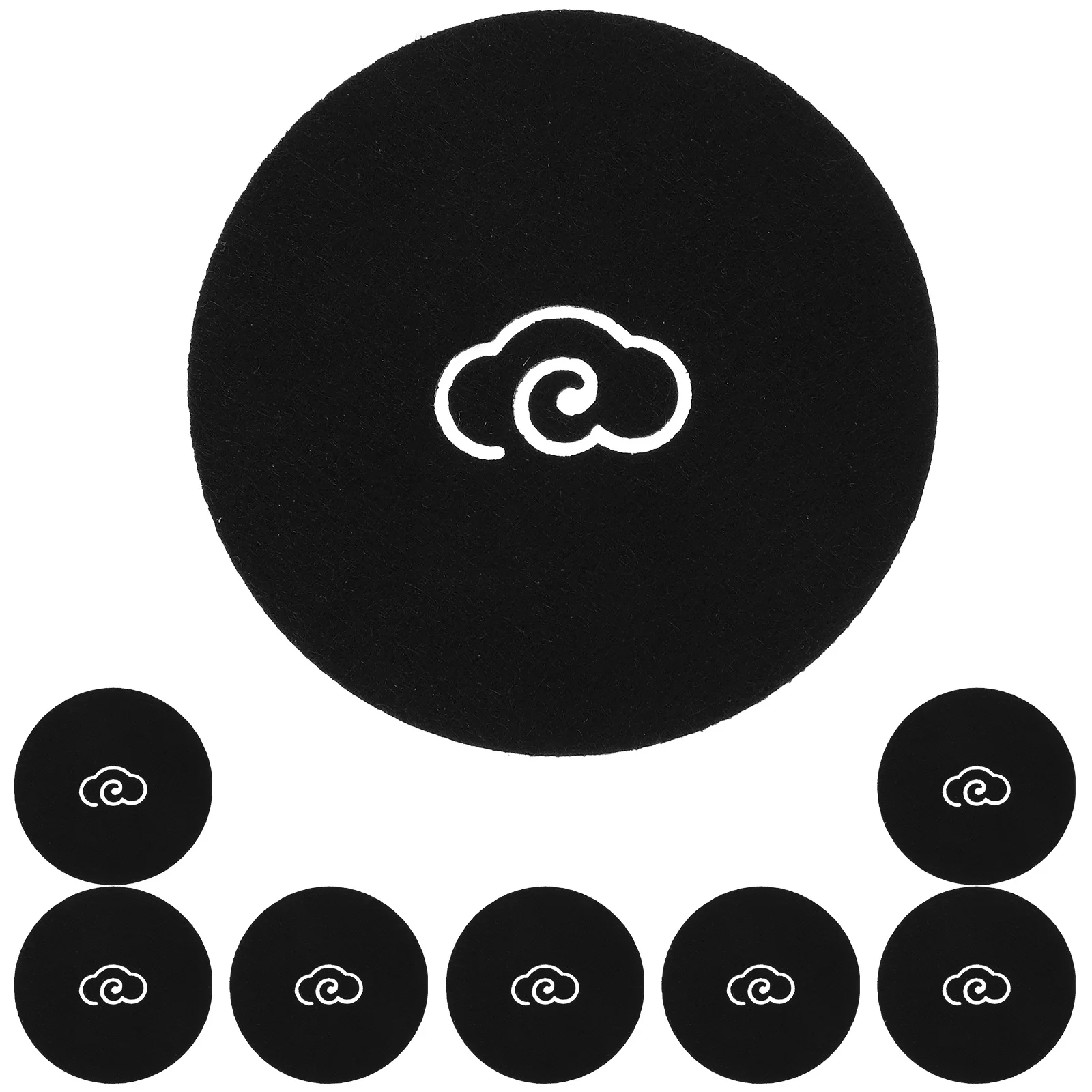

8Pcs 7cm Felt Drink Coaster Teacup Mat Coffee Cup Cushion Pad Heat Resistant Small Size Black Cup Mat Drink Pad