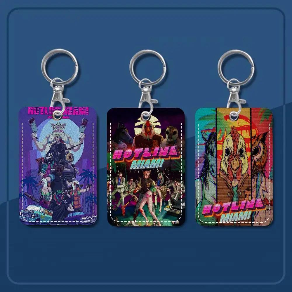 حامل بطاقة الوصول الكلاسيكي H-Hotline M-Miami Action Game Style PU مع سلسلة مفاتيح - حماية تنفيذية لبطاقة البنك والمترو الأنفاق #1