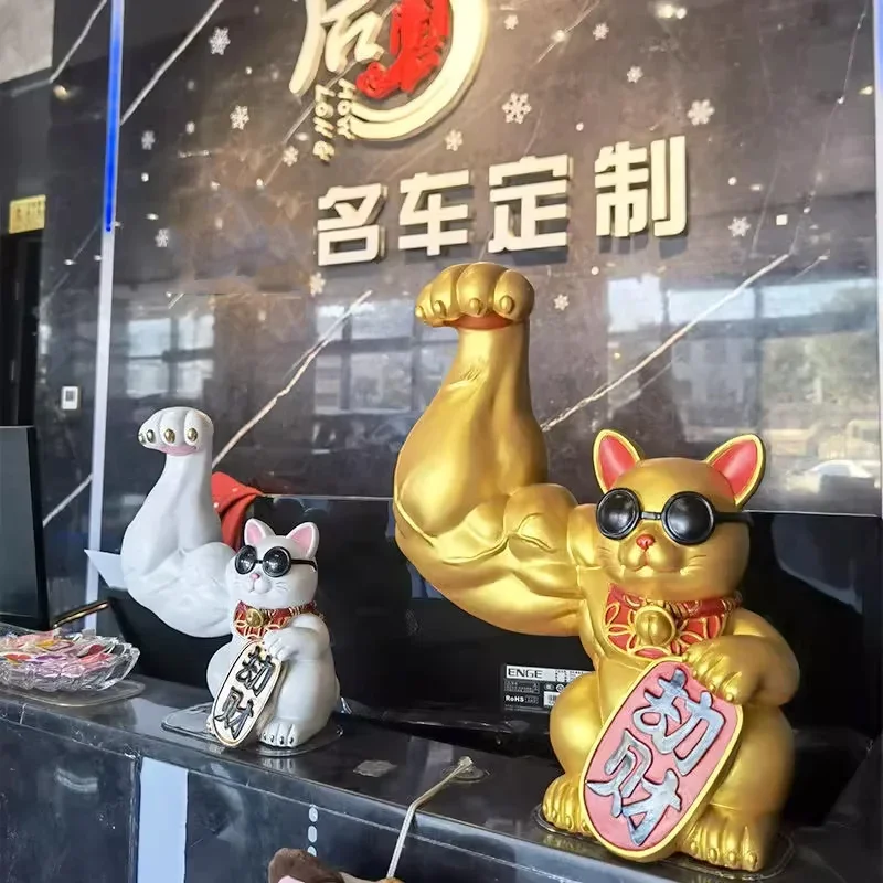 置物クリエイティブ工芸品巨大な腕強盗猫樹脂彫刻招き猫飾りミニチュア