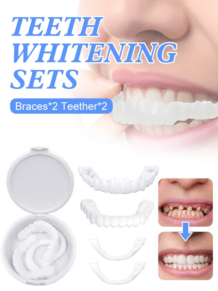 Sdotter Universal Teeth Veneers Whitening Dentures Temporary False Teeth Cover Imitation Braces For Perfect Smile For Men Women