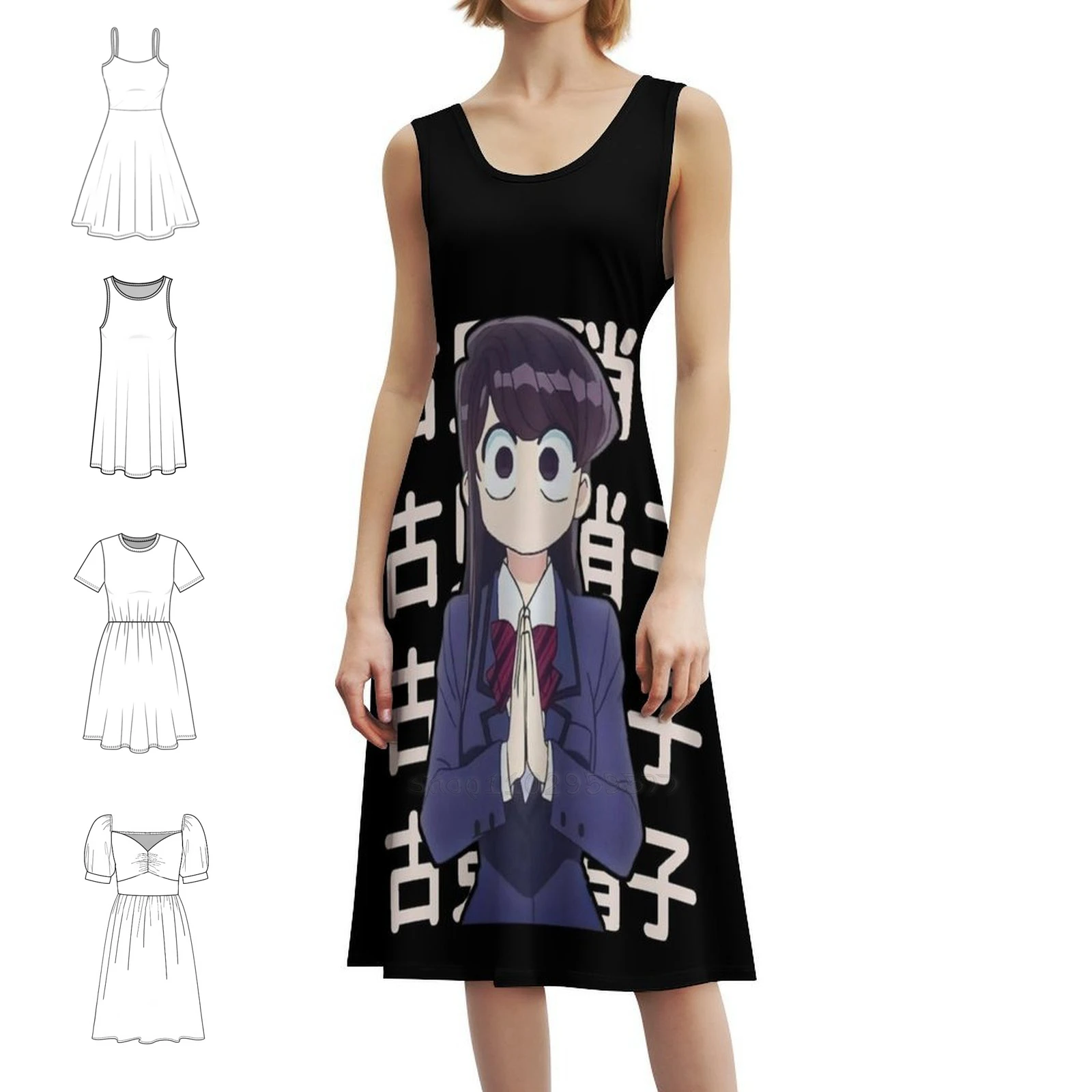 

Komi San Can't Communicate Платье в корейском стиле для женщин Элегантное повседневное платье для вечеринки или повседневного ношения Komi Can't Communicate Waifu