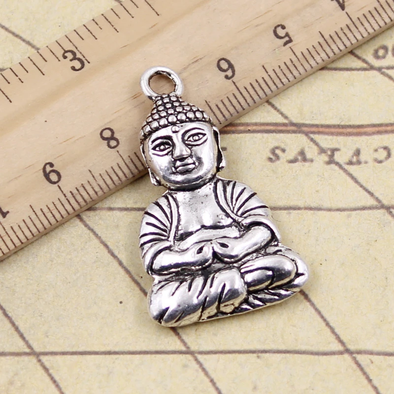 5pcs Charms Tathagata Meditate Buddha 39x23mm Tibetan Bronze Silver Color Pendants Antique Jewelry Making DIY Handmade Craft