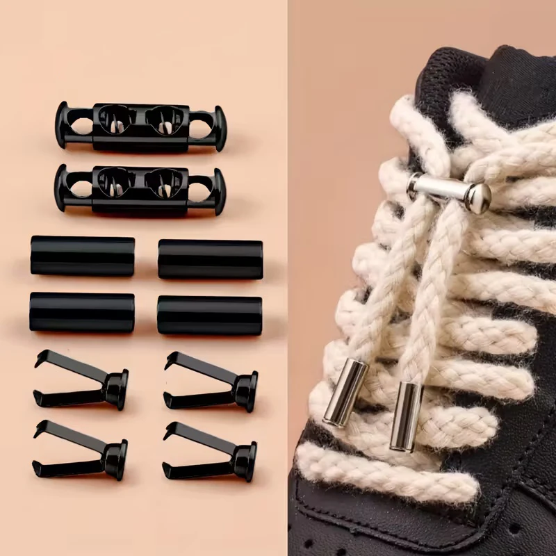 Spring Lock Shoelaces No Tie Shoelace Quick Fixed Lazy Shoelaces DIY For Hoodie Trouser Sweatpant Rope Round Cord Replacement