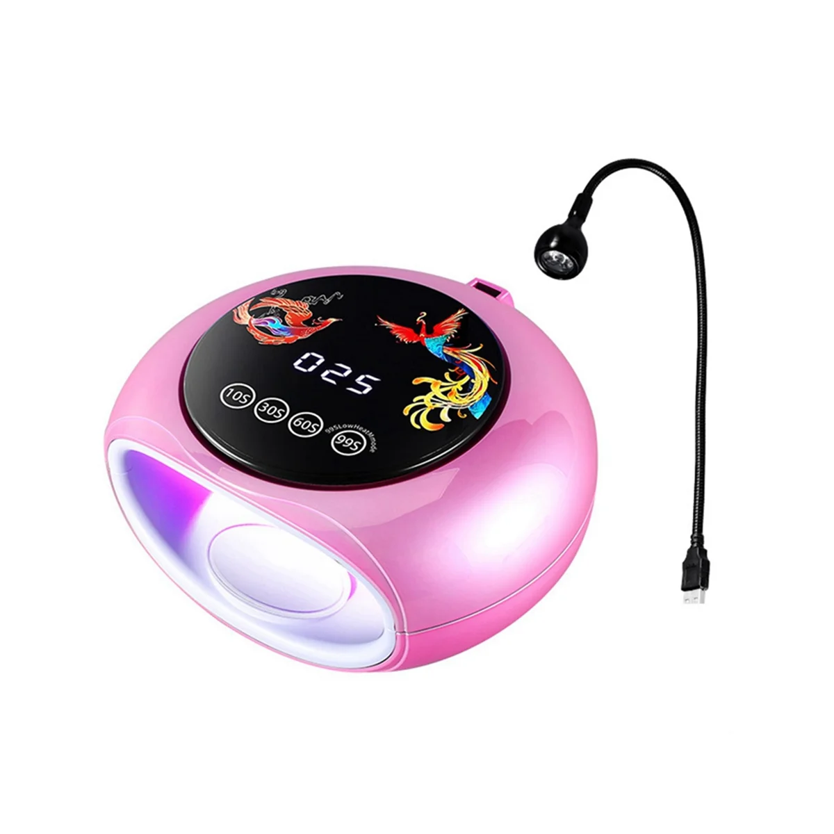 660Nm Wavelength Red Light Manicure Lamp with 360° UV Curing Phototherapy Machine LED Nail Lamp Pink EU Plug