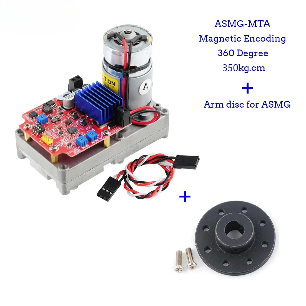 ASMG-MTA 350kg.cm Magnetic Encoding 360 Degree High Torque Digital Servo with Arm Disc Large Robotic Manipulator for Robot Car