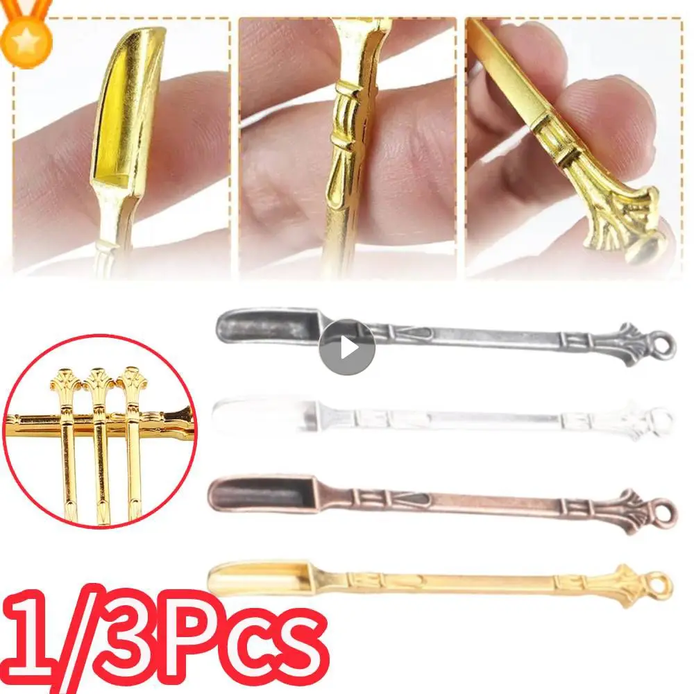 1/3Pcs Spoon Tiny Mini Scoop Scoops Spoons Metal Powder Measuring Medicine Pendant Scooper For Cocktail Stirring Sticks Swizzle