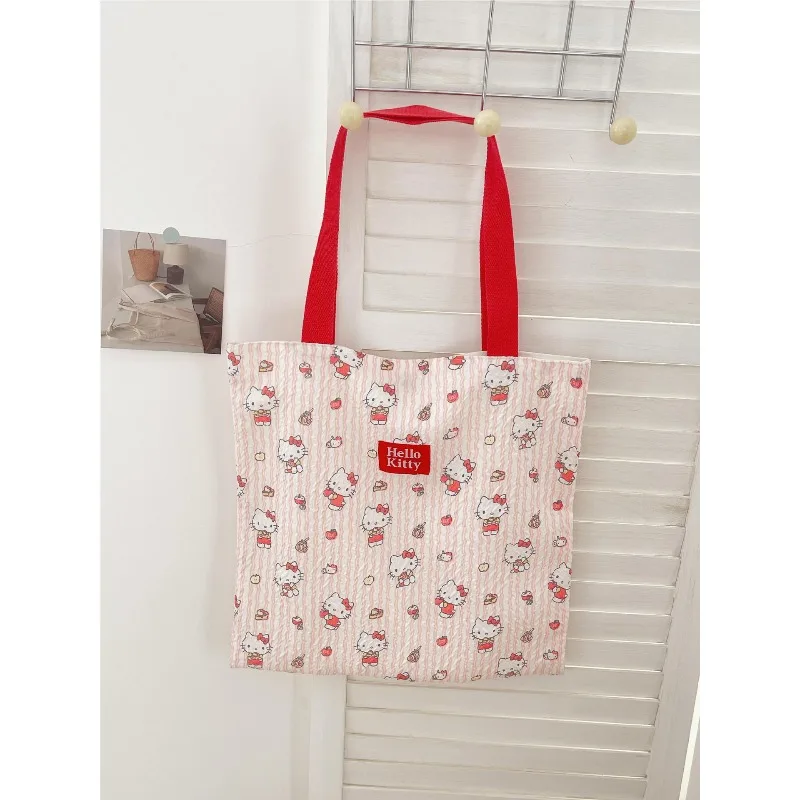 

Hello Kitty Storage Bag Cartoon Anime Women Accessories Folded Double Layer Single Shoulder Large Capacity Girl Gift Wholesale