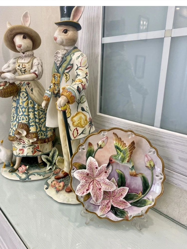 3D Hummingbird Decorative Wall Dishes Porcelain Plates Decor Crafts Room Decoration Accessories Figurine