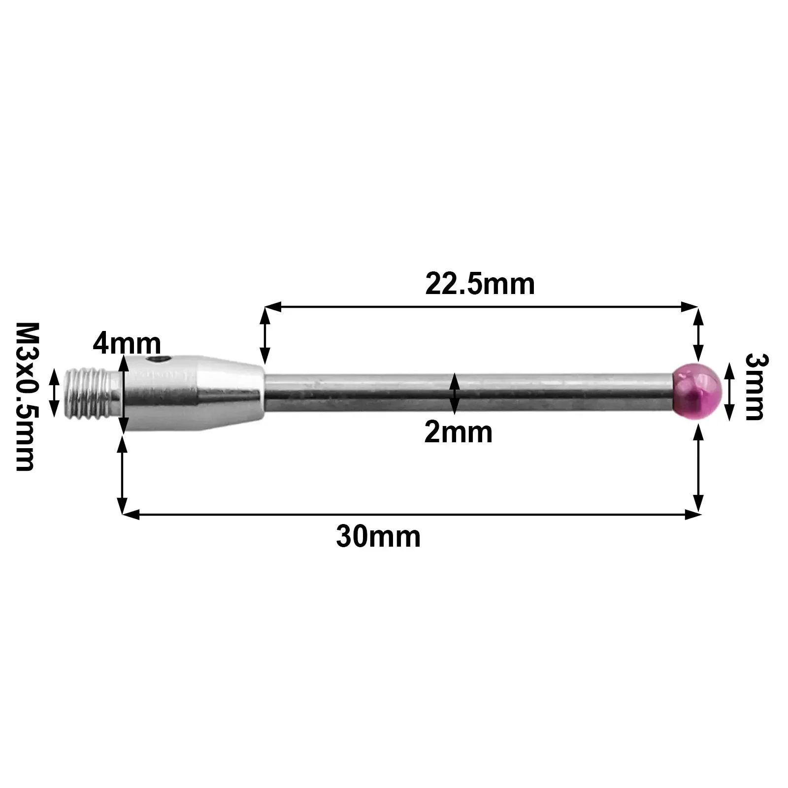 Imagem -02 - Cmm-tungsten Carbide Touch Probe Thread Probe mm Ball Tips 30 mm de Comprimento A50030057 Metric