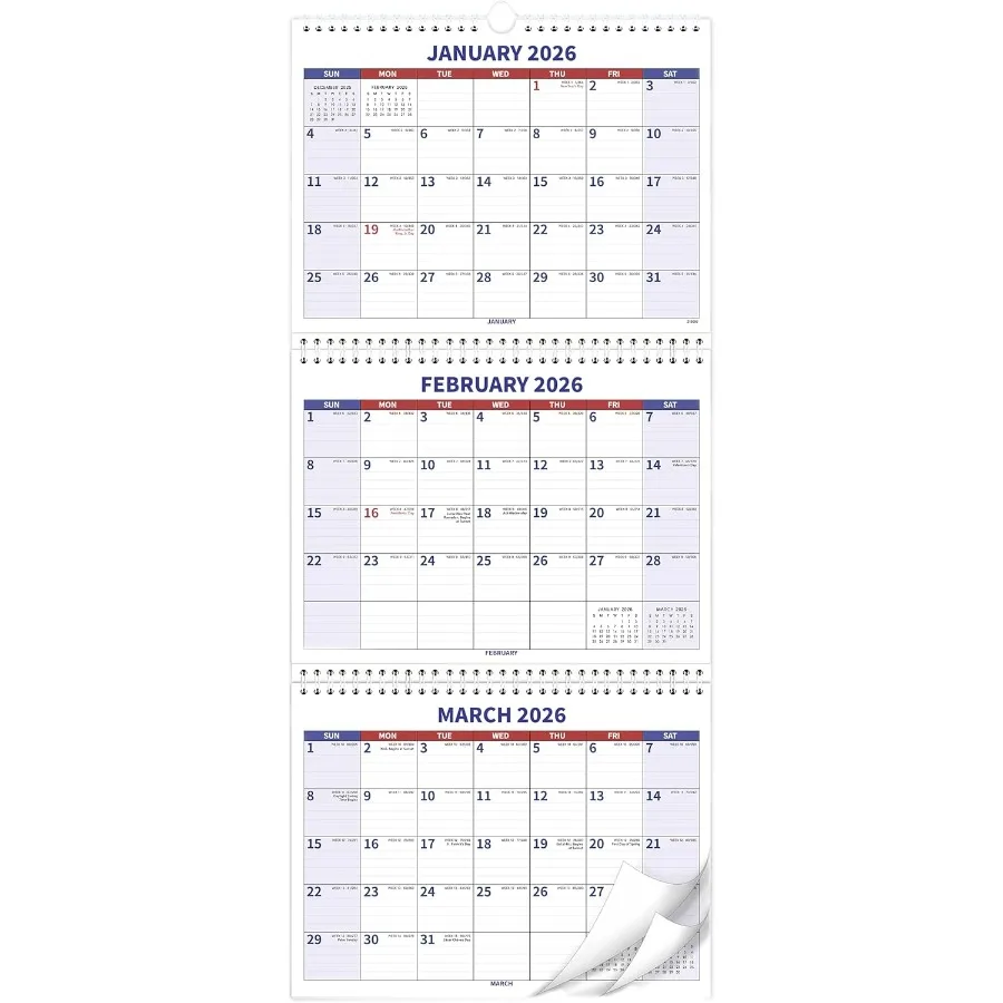 

20262027 Wall Calendar 3 Month Wall Calendar 20262027 January 2026 Deber 2027 2 Year Calendar 3 Month Calendar Vertical Display