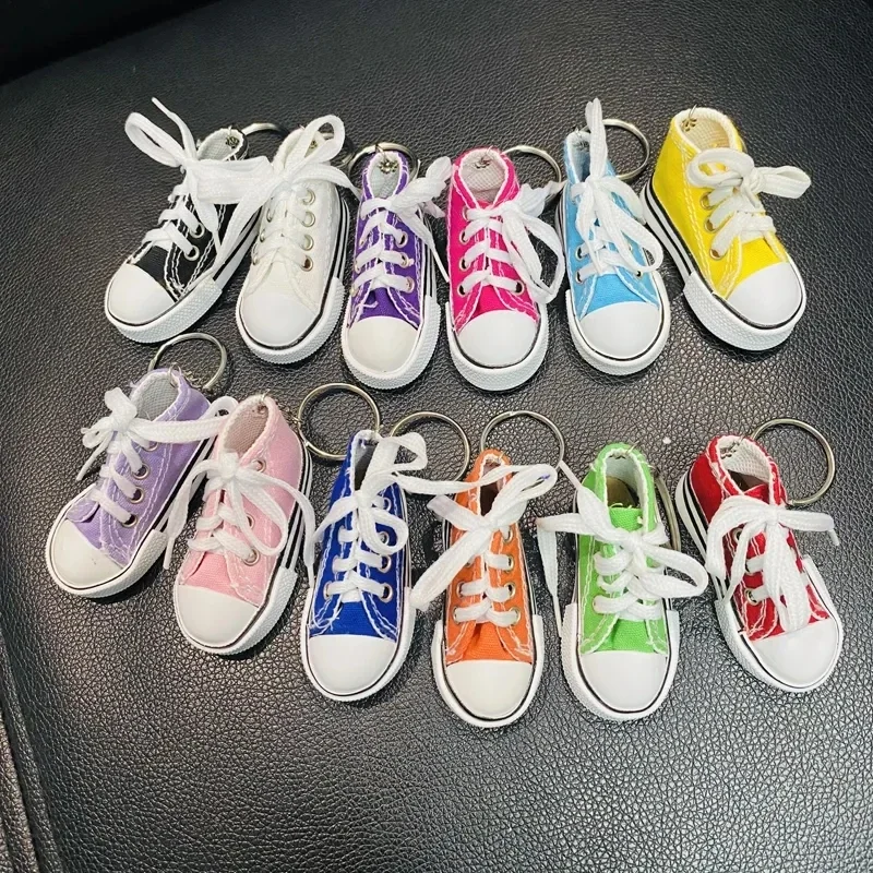 3D Canvas Sneaker Tennis Shoe Keychain Blue Pink Black White Sports Shoes Keyring Bag Ornaments Car Trinket Keyring Accessories