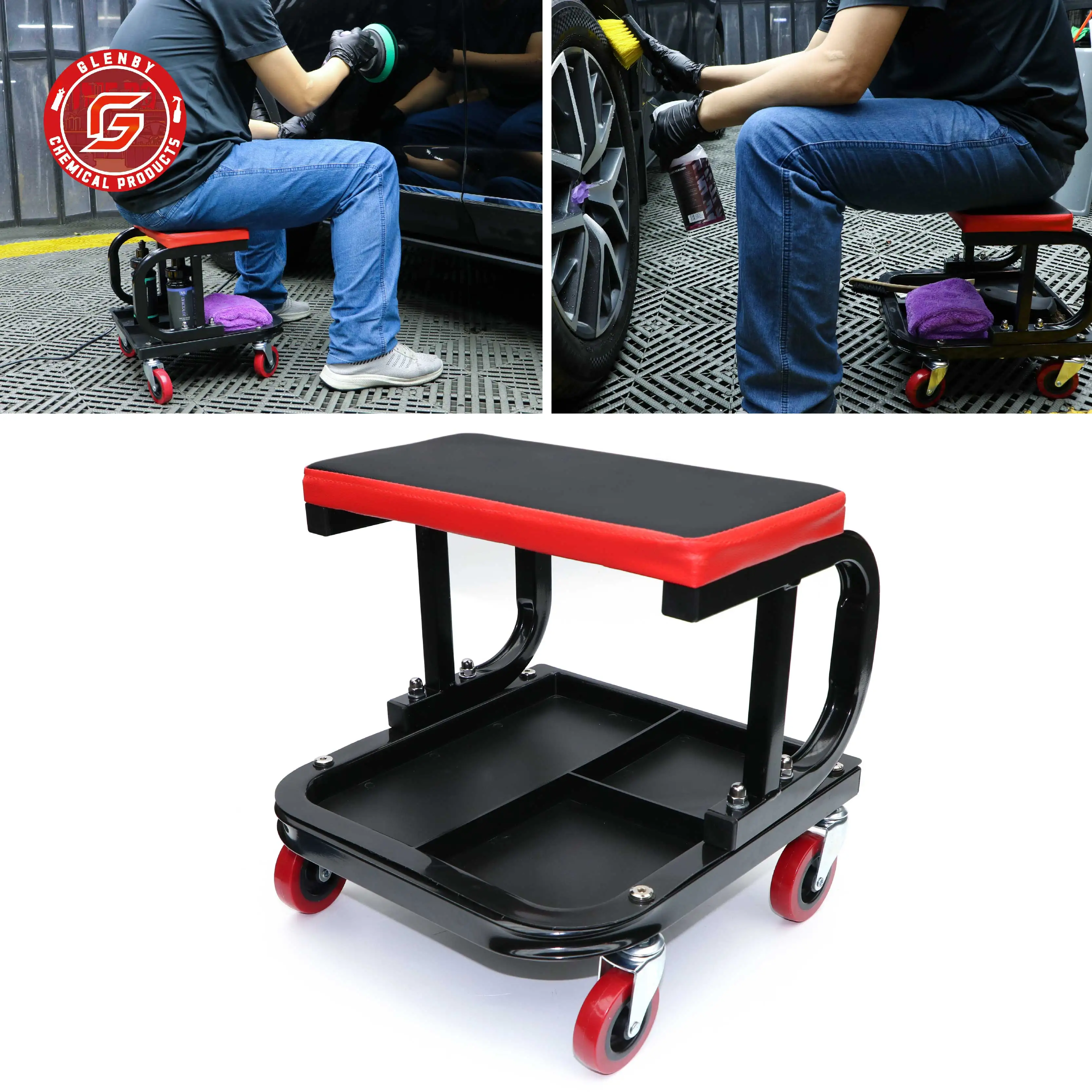 Multi-Function Creeper Chair Mechanic For Wax Polishing Projects Mobile Car Beauty Construction Stool Car Wash Auxiliary Tool