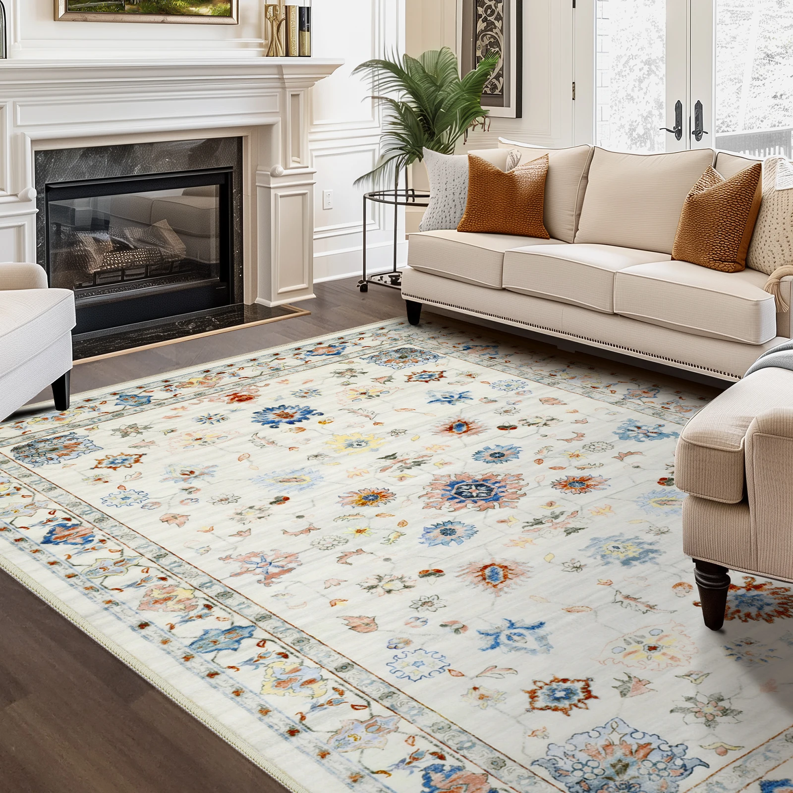 

7/10/12ft Living Room Carpet Light Luxury High-end Camel-colored Carpet Bedroom Bedside Rug Large Area Retro Heavy Floor Mat