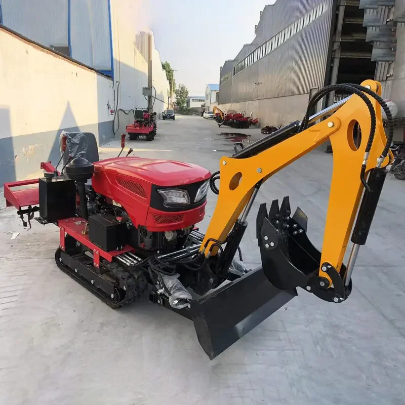 Track Type Rotary Tiller, Agricultural Machinery, Multifunctional Mini Tiller, Hand-held Tractor, Track Type Micro Tiller, 40HP