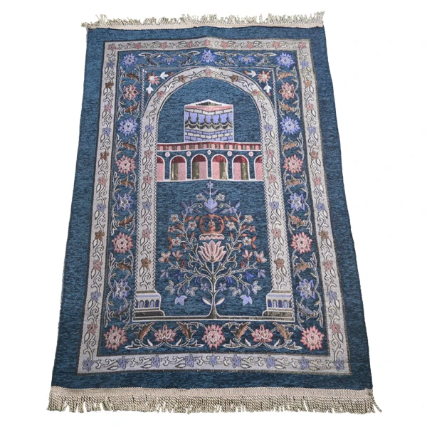 Muslim Prayer Mat with Chenille Cotton, Islamic Pilgrimage Blanket, 70x110cm