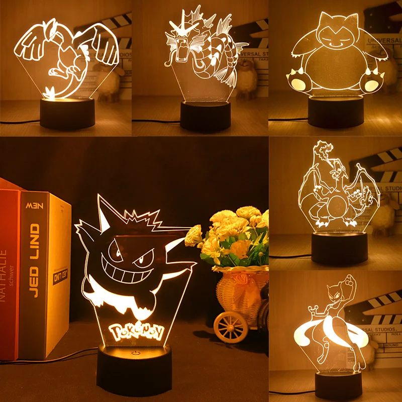 

Pokemon Go LED 3D Night Light Kids Toy Anime Figures Gengar Pikachu Bedside Lamp for Children Bedroom Decor Birthday Gift