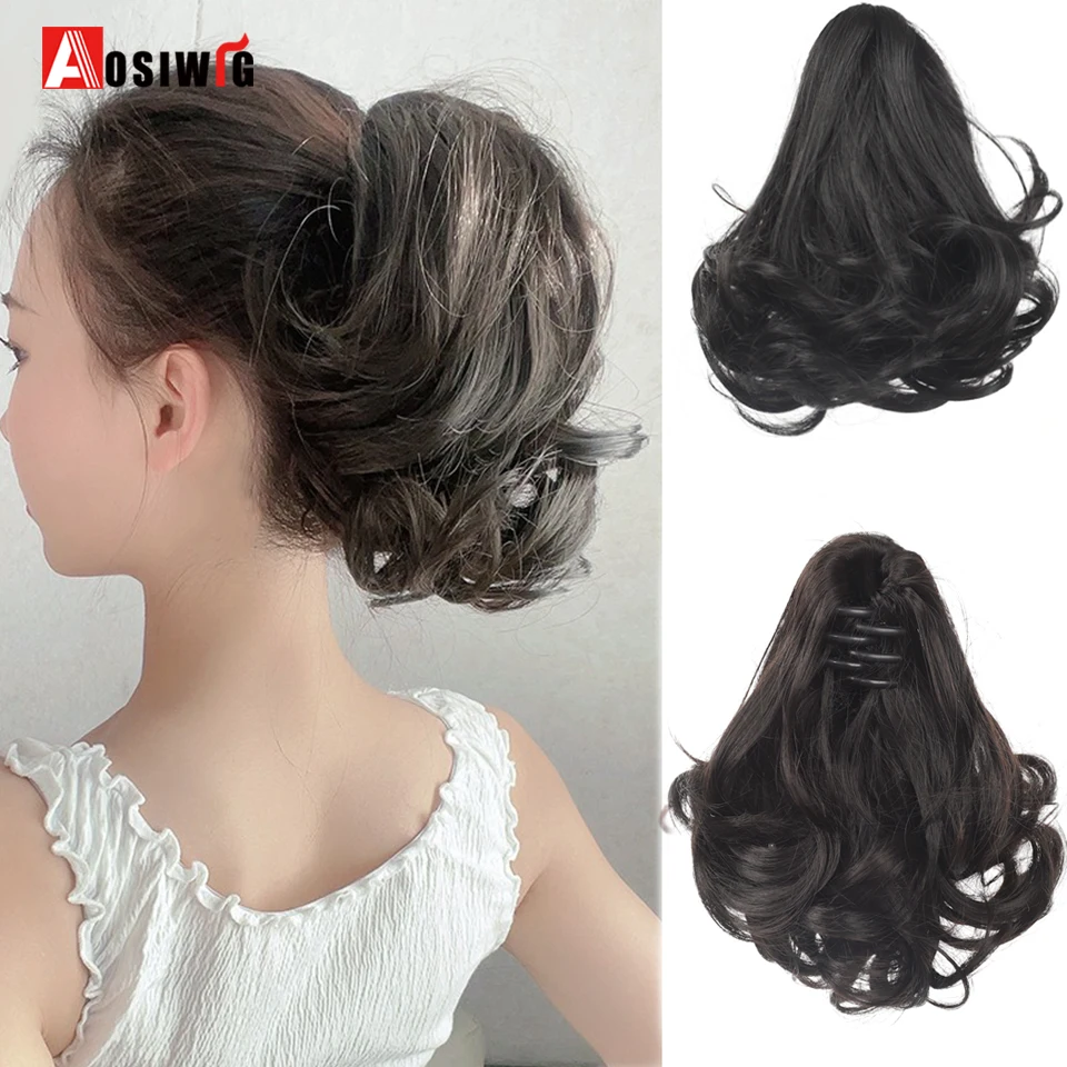 Synthetic Claw Clip On Curly Short Ponytail Hair Extension Ponytail Extension Hair For Women Pony Tail Hair Hairpiece