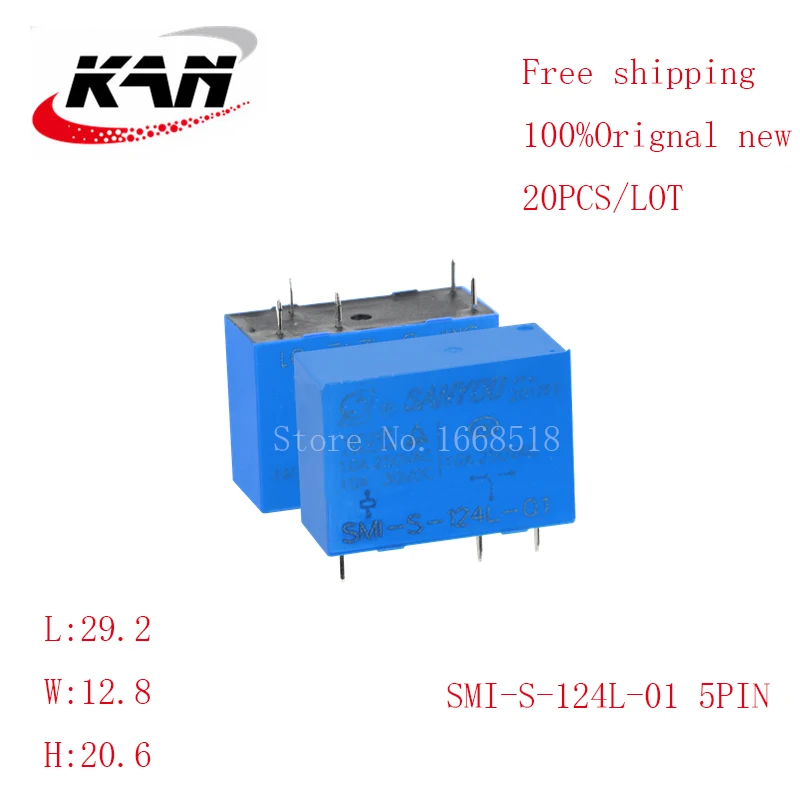 

Free shipping 20pcs Power relay SMI-S-124L-01 SMI S 124L-01 24VDC 10A 250VAC 5PIN Original New