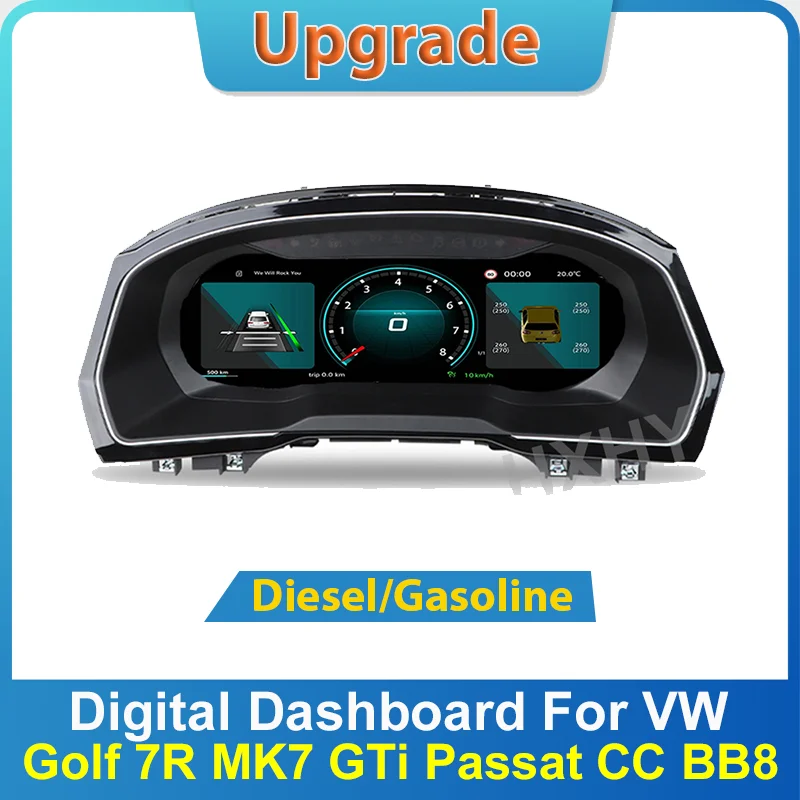 

New Car LCD Digital Cluster For VW Golf 7 R Golf7 MK7 GTi Passat B8 CC Virtual Cockpit SpeedMeter Dash Screen Instrument Panel