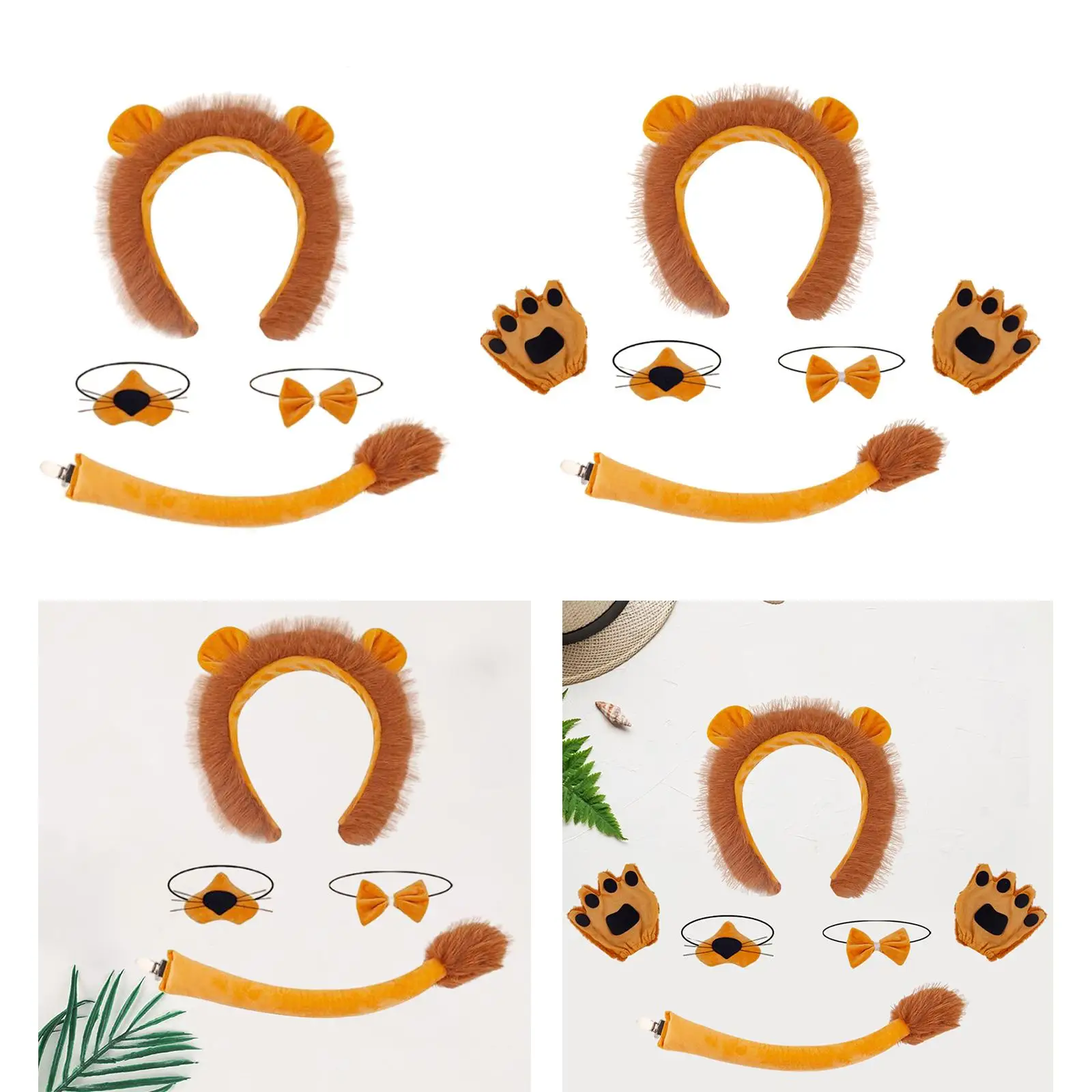 Halloween Costume Set Fancy Kit Hairband Long Tail for Holiday Cosplay Carnival