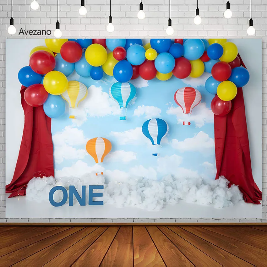 Avezano Newborn Boy 1st Birthday Portrait Photography Background Balloon Sky Cloud Cake Smash Backdrops Photo Studio Photozone