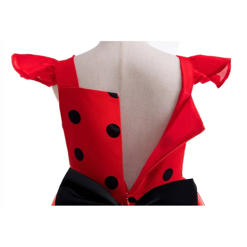 Halloween Lady Girls bug Birthday Party Dress wigs Earrings Retro Costume Kids Clothes Anime Black Dot Carnival Cosplay Sets