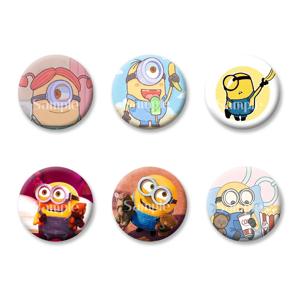 Medalla de Minions de Despicable Me, llaveros con insignia Flash, espejo de maquillaje, imán para nevera, productos ACG, periféricos de dibujos animados de Anime, regalo de cumpleaños