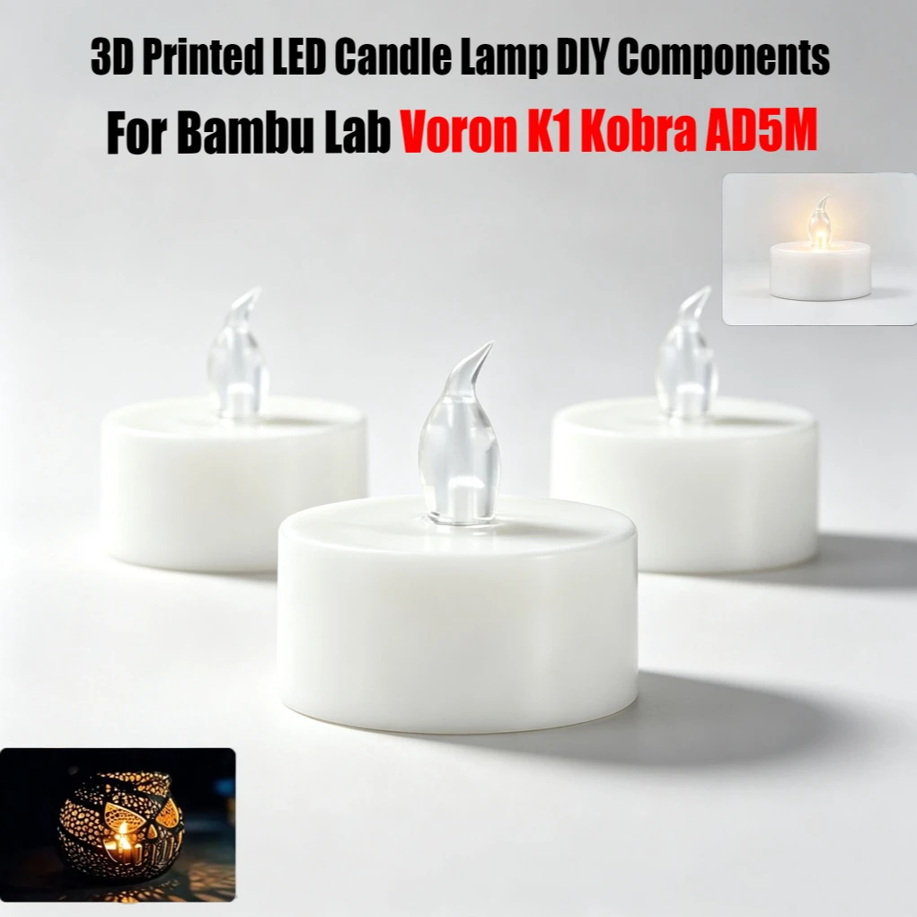3D Printed LED Candle Lamp DIY Components, Decorative Light Model Parts Fit Bambu Lab Voron K1 Kobra AD5M